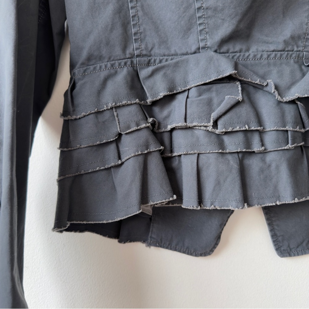 Loft Slate Gray Ruffle-Hem Two-Button Blazer - image 6